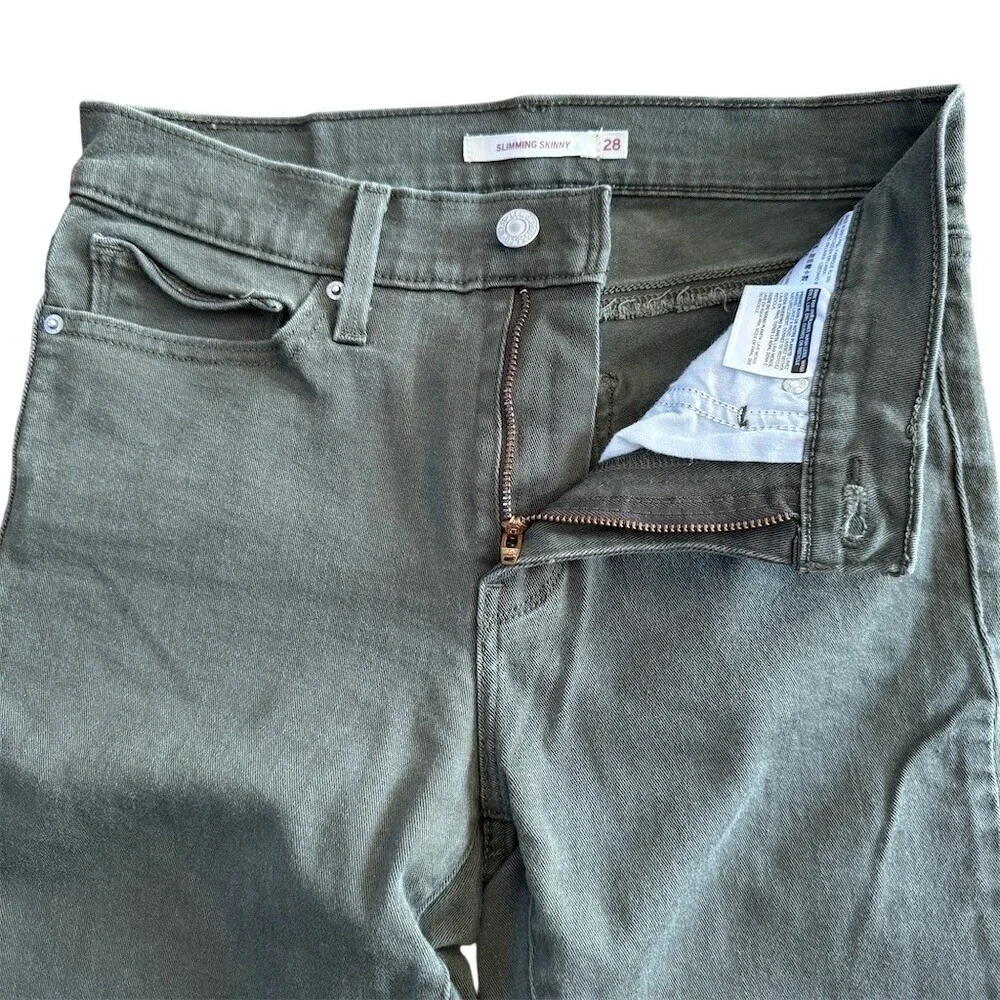 Levi’s Slimming Skinny Jeans Stretch Olive Green Women's Size 28 - Picture 3 of 10